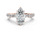 Rose gold Marquise Diamond Pavé Band Solitaire with Four-Prong Setting_25