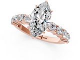 Rose gold Marquise Diamond Pavé Band Solitaire with Four-Prong Setting_26