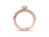 Rose gold Marquise Diamond Pavé Band Solitaire with Four-Prong Setting_28