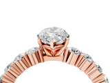 Rose gold Marquise Diamond Pavé Band Solitaire with Four-Prong Setting_29
