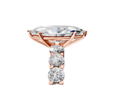 Rose gold Marquise Diamond Pavé Band Solitaire with Four-Prong Setting_30