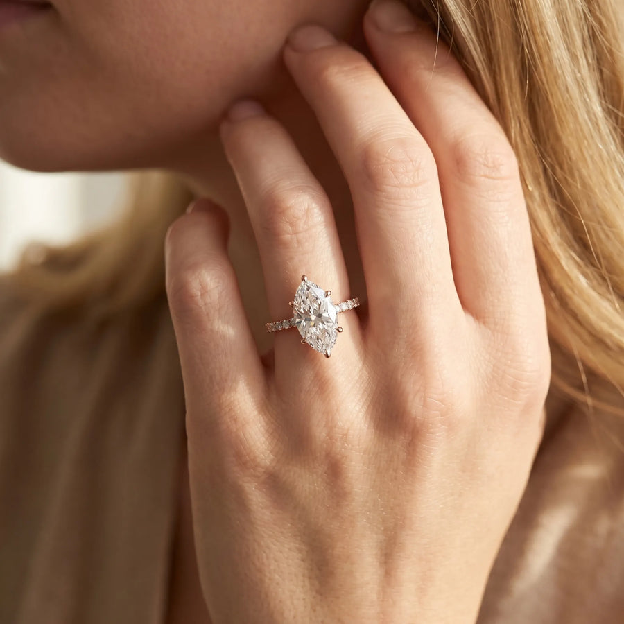 Rose gold Marquise Diamond Pavé Band with Six-Prong Setting