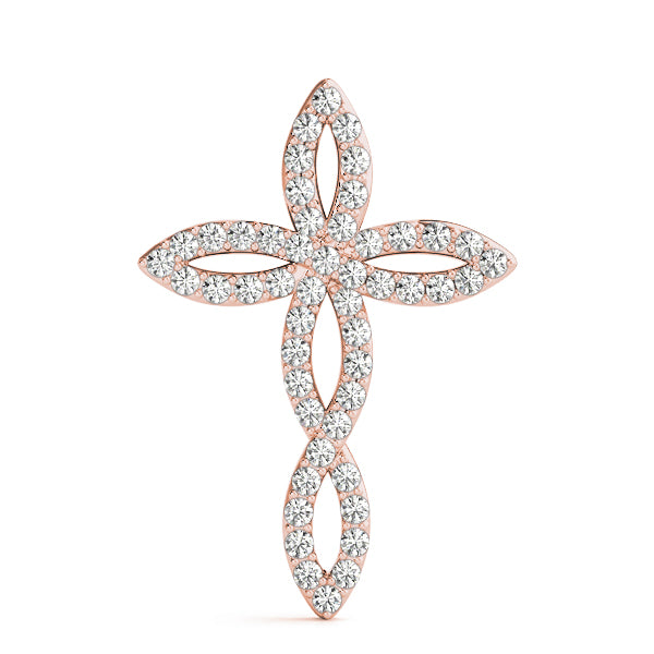 Rose gold Marquise Diamond Pavé Cross Pendant 1