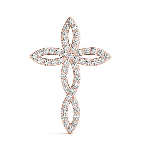 Rose gold Marquise Diamond Pavé Cross Pendant 1