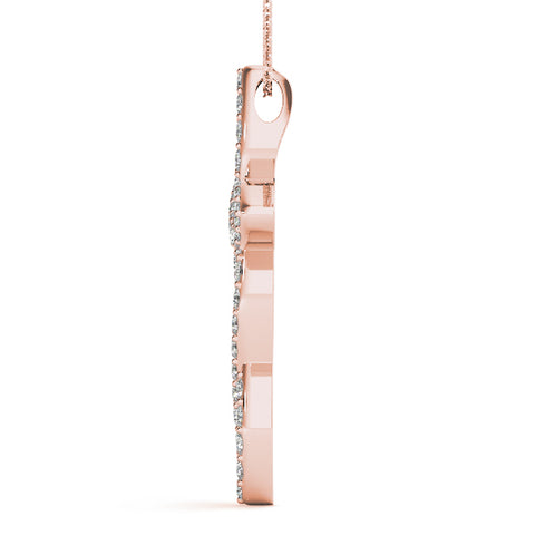 Rose gold Marquise Diamond Pavé Cross Pendant 2