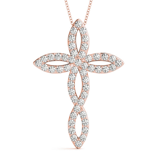 Rose gold Marquise Diamond Pavé Cross Pendant
