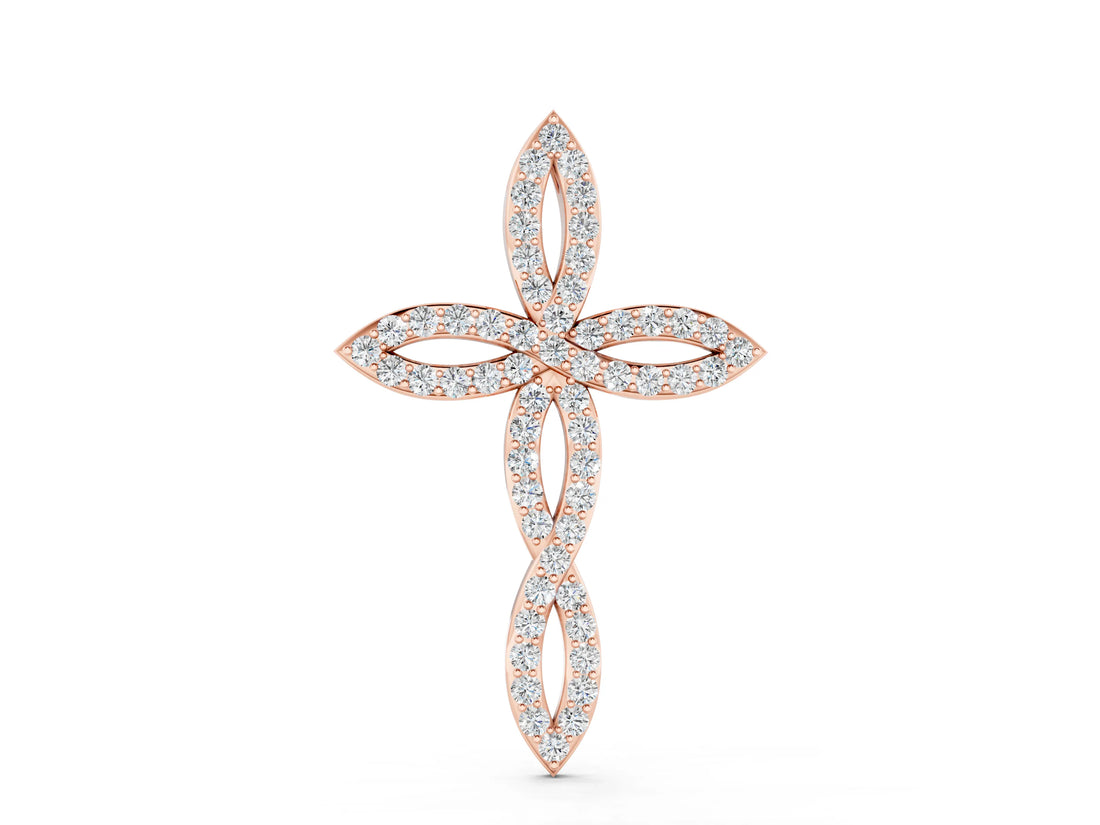 Rose gold Marquise Diamond Pavé Cross Pendant_42