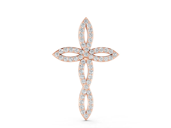 Rose gold Marquise Diamond Pavé Cross Pendant