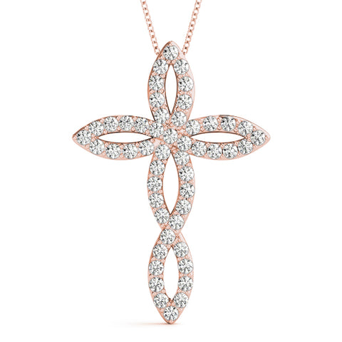 Rose gold Marquise Diamond Pavé Cross Pendant