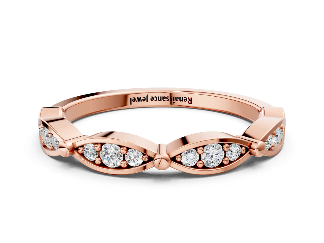 Rose gold Marquise Diamond Pavé Eternity Band with Bezel Setting_4