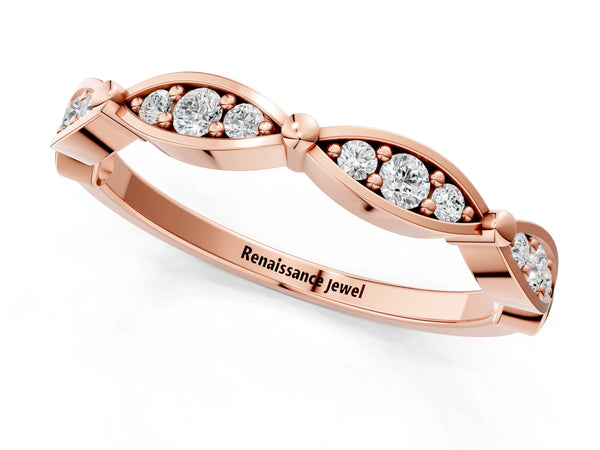 Rose gold Marquise Diamond Pavé Eternity Band with Bezel Setting