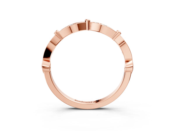 Rose gold Marquise Diamond Pavé Eternity Band with Bezel Setting