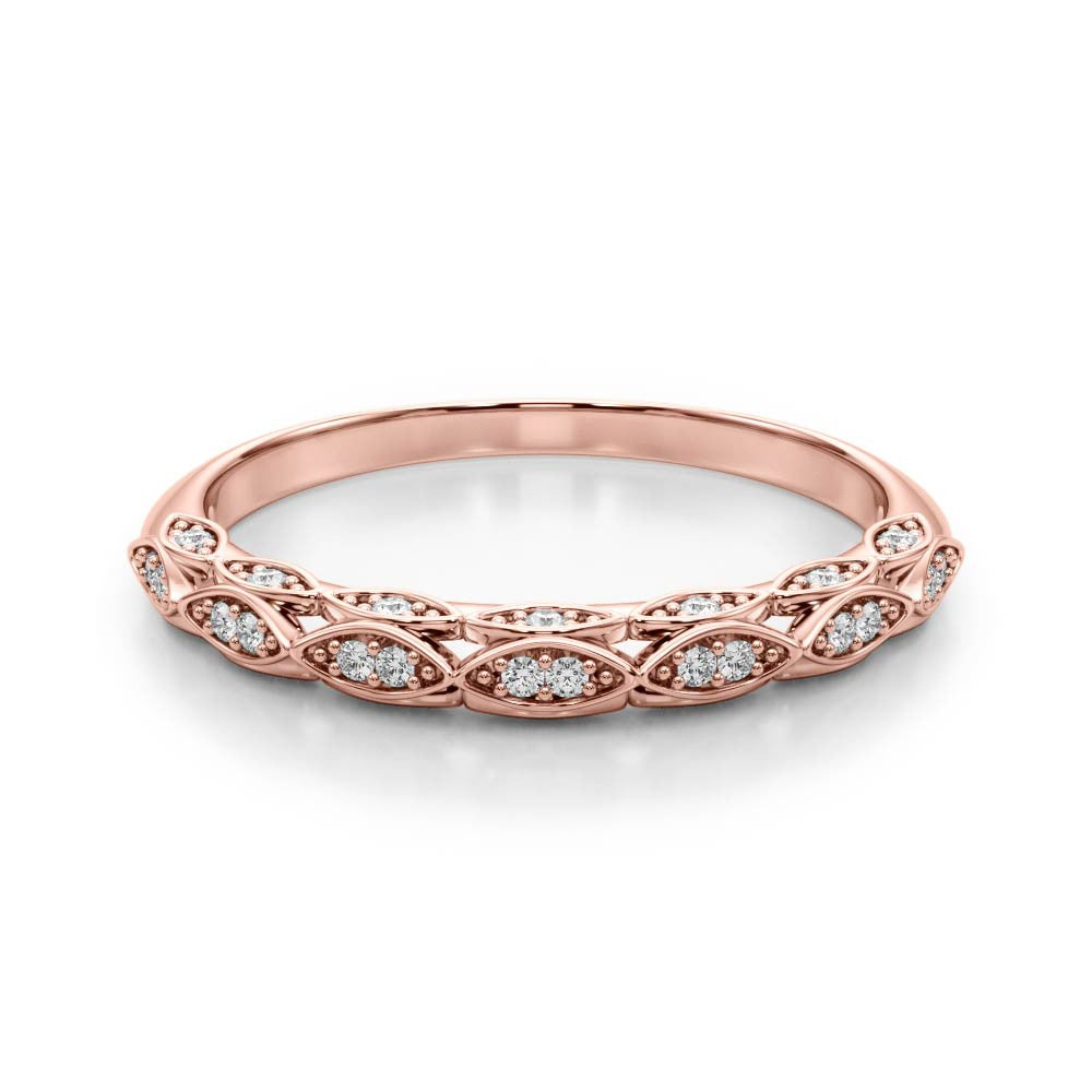Rose gold Marquise Diamond Pave Eternity Band with Bezel Setting 1