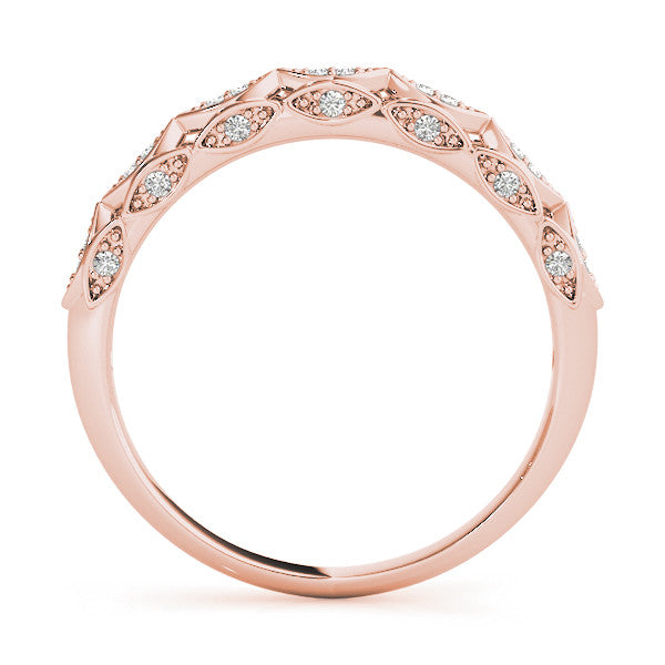 Rose gold Marquise Diamond Pave Eternity Band with Bezel Setting 2