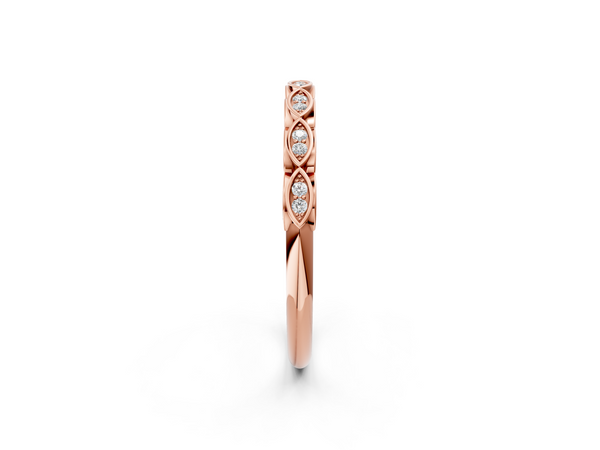 Rose gold Marquise Diamond Eternity Band with Pavé and Bezel Setting