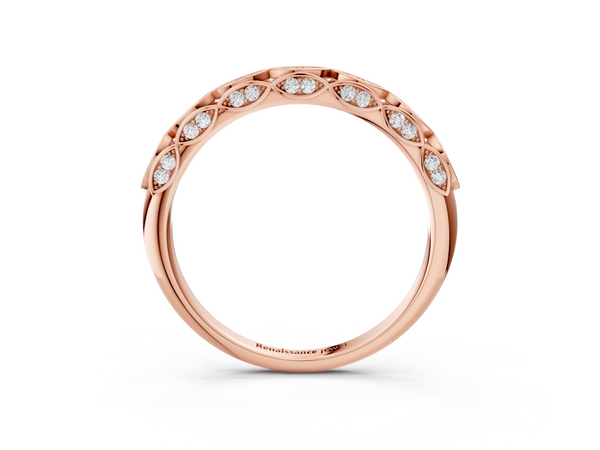 Rose gold Marquise Diamond Eternity Band with Pavé and Bezel Setting