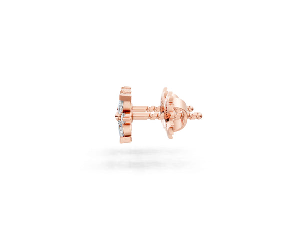 Rose gold Marquise Diamond Petal Stud Earrings with Diamond Accents