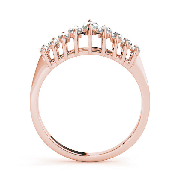 Rose gold Marquise Diamond Prong Set Curved Band 1