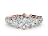Rose gold Marquise Diamond Prong Set Curved Band_22