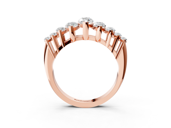 Rose gold Marquise Diamond Prong Set Curved Band