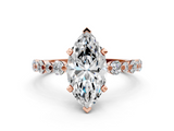 Rose gold Marquise Diamond Prong Set Engagement Ring with Pave Band_259