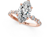 Rose gold Marquise Diamond Prong Set Engagement Ring with Pave Band_260
