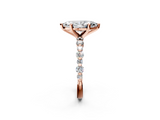 Rose gold Marquise Diamond Prong Set Engagement Ring with Pave Band_261