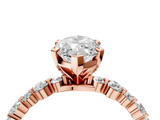 Rose gold Marquise Diamond Prong Set Engagement Ring with Pave Band_263