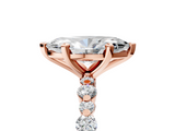 Rose gold Marquise Diamond Prong Set Engagement Ring with Pave Band_264