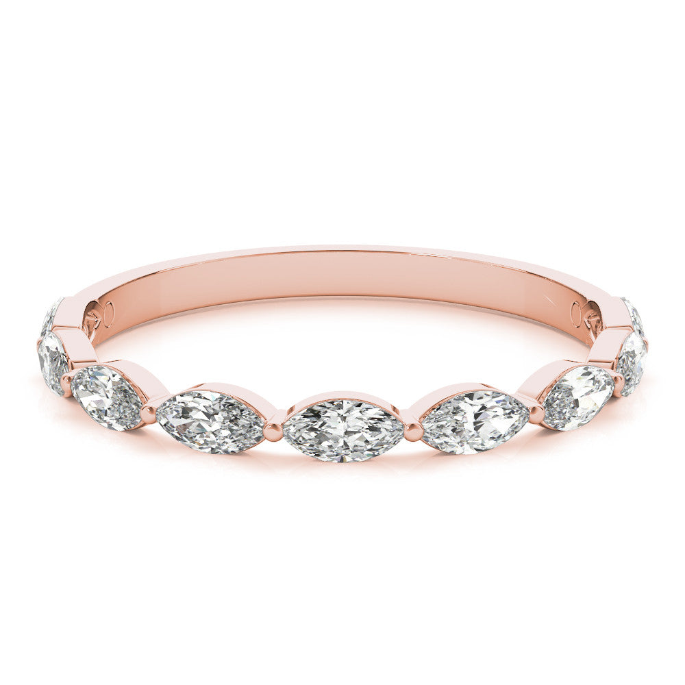 Rose gold Marquise Diamond Prong Set Half-Eternity Band 1