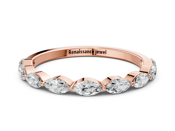 Rose gold Marquise Diamond Half Eternity Band with Prong Setting