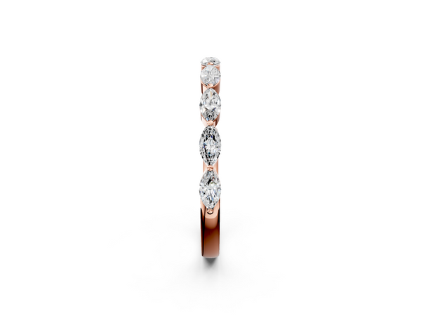 Rose gold Marquise Diamond Half Eternity Band with Prong Setting