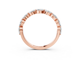 10K Rose Gold Marquise Diamond Half Eternity Band with Prong Setting