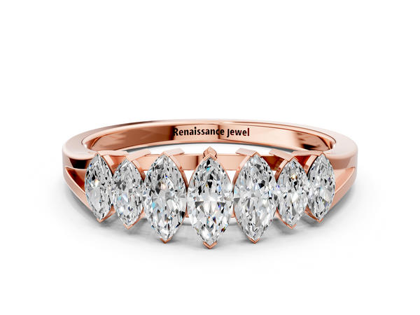 Rose gold Marquise Diamond Prong-Set Half-Eternity Band
