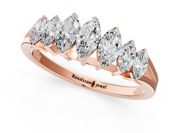 Rose gold Marquise Diamond Prong-Set Half-Eternity Band