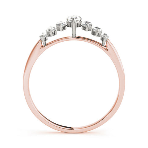Rose gold Marquise Diamond Prong Set White Gold Band 1