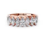 Rose gold Marquise Diamond Prong Set White Gold Curved Band_21
