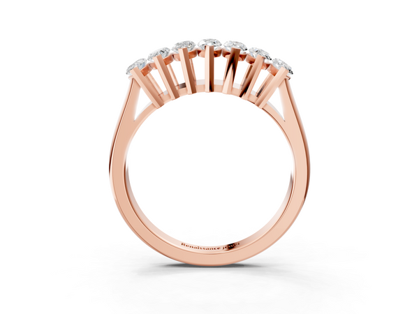 Rose gold Marquise Diamond Prong Set White Gold Curved Band