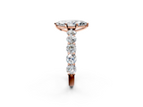 Rose gold Marquise Diamond Prong Setting with Side Stones on a Pave Band_143