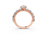 Rose gold Marquise Diamond Prong Setting with Side Stones on a Pave Band_144