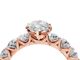 Rose gold Marquise Diamond Prong Setting with Side Stones on a Pave Band_145