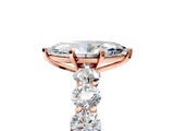 Rose gold Marquise Diamond Prong Setting with Side Stones on a Pave Band_146