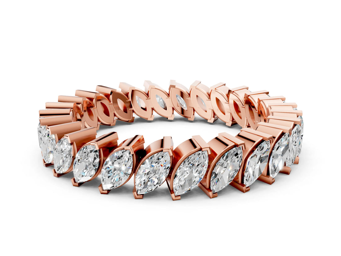 Rose gold Marquise Diamond Shared Prong Full Eternity Band