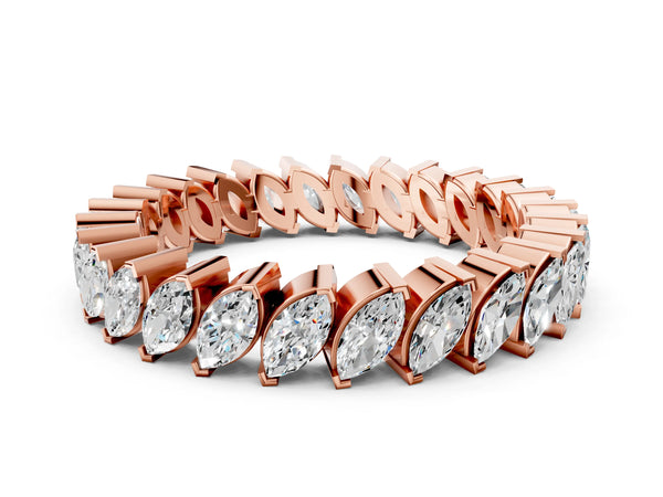 Rose gold Marquise Diamond Shared Prong Full Eternity Band