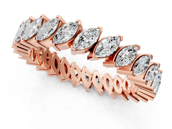 Rose gold Marquise Diamond Shared Prong Full Eternity Band