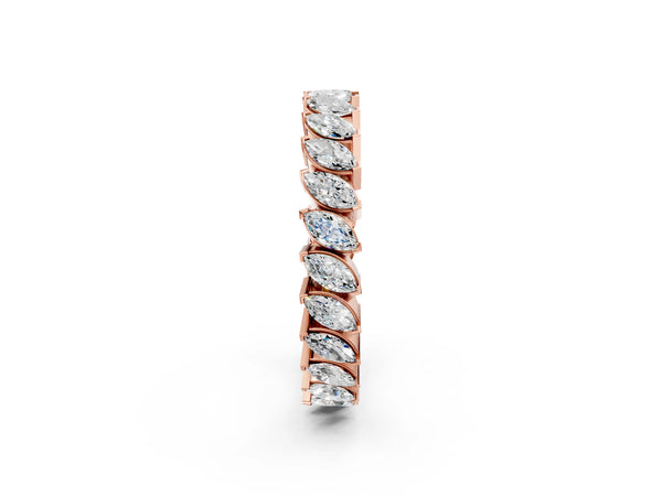 Rose gold Marquise Diamond Shared Prong Full Eternity Band