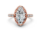Rose gold Marquise Diamond Solitaire Ring with Shared Prong Pavé Band_54