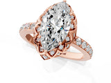 Rose gold Marquise Diamond Solitaire Ring with Shared Prong Pavé Band_55
