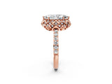 Rose gold Marquise Diamond Solitaire Ring with Shared Prong Pavé Band_56
