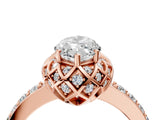 Rose gold Marquise Diamond Solitaire Ring with Shared Prong Pavé Band_58